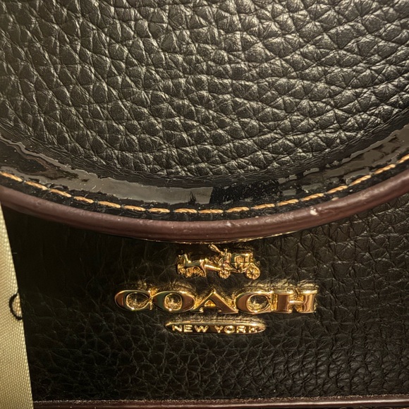 Coach Black Satchel with Cream Scarf Accent - Picture 3 of 9